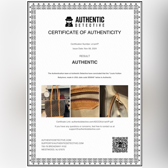 Louis Vuitton Babylone Tote Preloved With Certificate Of Authenticity - Picture 15 of 15